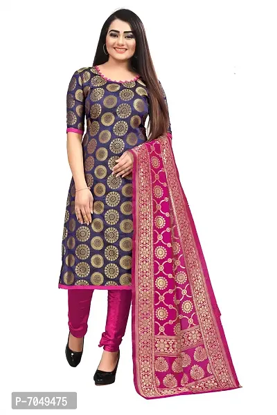 Trendy Jacquar UN-Stitched Salwar Suit With Banarasi Dupatta