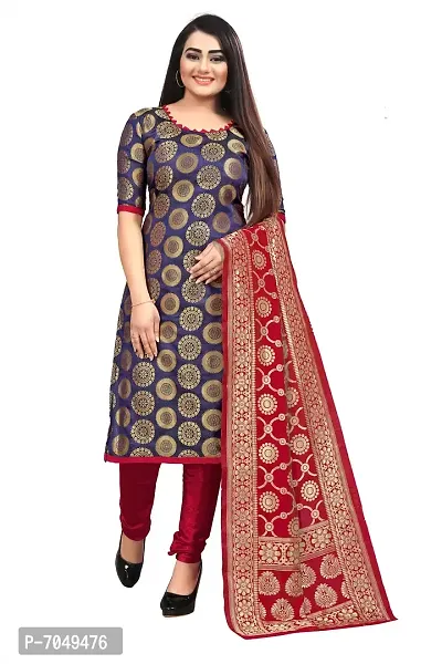 Trendy Jacquar UN-Stitched Salwar Suit With Banarasi Dupatta