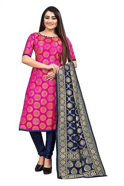 Trendy Jacquar UN-Stitched Salwar Suit With Banarasi Dupatta