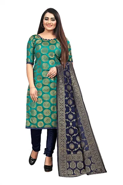 Banarasi Silk Jacquard Weave Unstitched Dress Material For Women