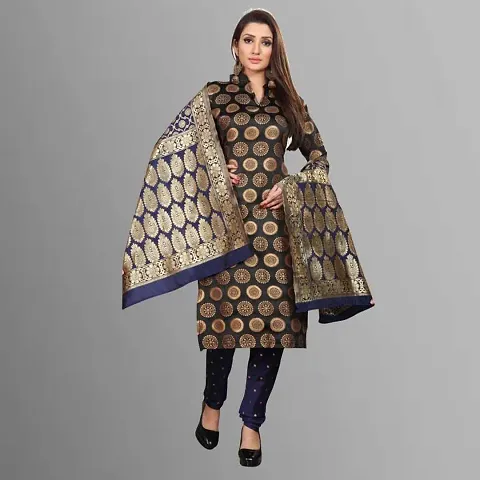 Trendy Womens Banarasi Silk jacquard Weave Dress Material with Dupatta