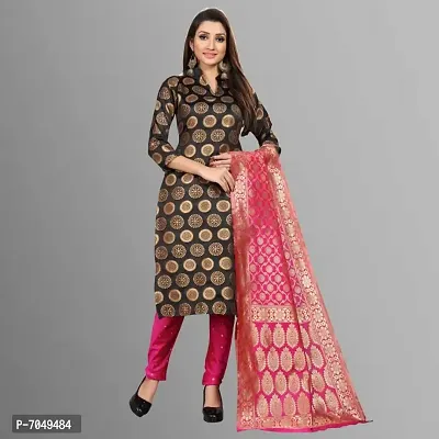 Trendy Jacquar UN-Stitched Salwar Suit With Banarasi Dupatta