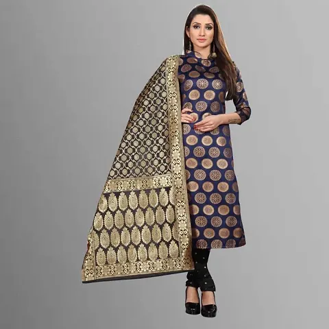 Trendy Jacquar UN-Stitched Salwar Suit With Banarasi Dupatta