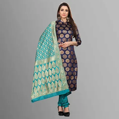 Adorable Jacquard Silk Woven Unstitched Salwar Suit Material with Dupatta