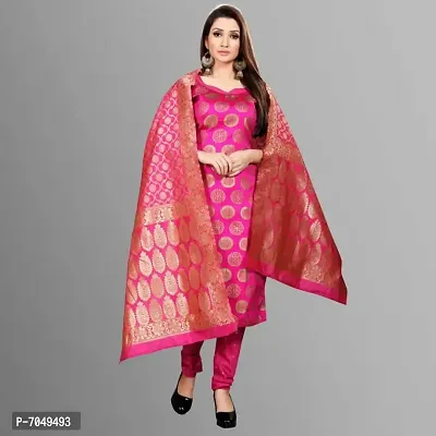 Trendy Jacquar UN-Stitched Salwar Suit With Banarasi Dupatta