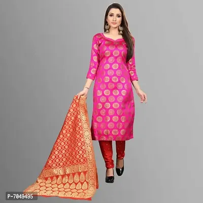 Trendy Jacquar UN-Stitched Salwar Suit With Banarasi Dupatta-thumb0