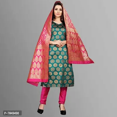 Trendy Jacquar UN-Stitched Salwar Suit With Banarasi Dupatta