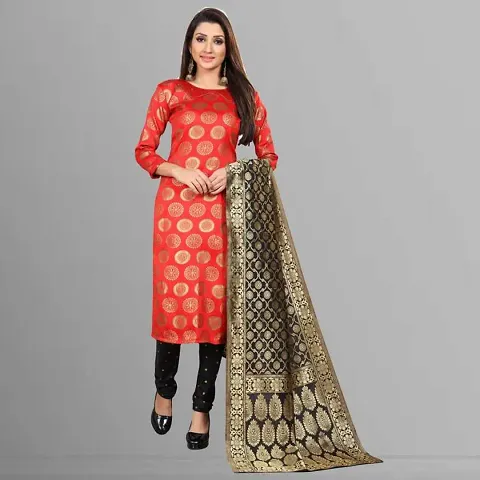 Adorable Jacquard Silk Woven Unstitched Salwar Suit Material with Dupatta