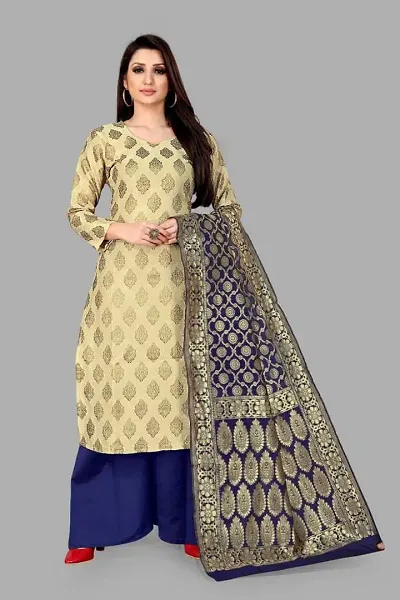 Trendy Womens Banarasi Silk Dress Material With Dupatta