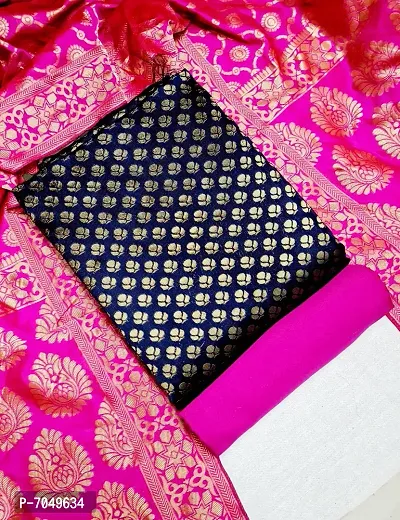Trendy Jacquar Un-Stitched Salwar Suit With Banarasi Dupatta