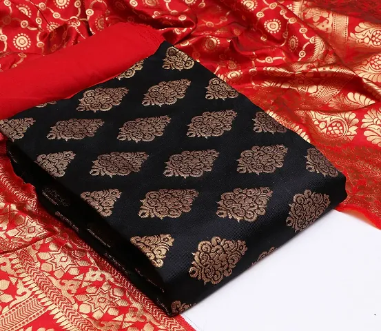 Stylish Motif Jacquard Weave Banarasi Silk Dress Material