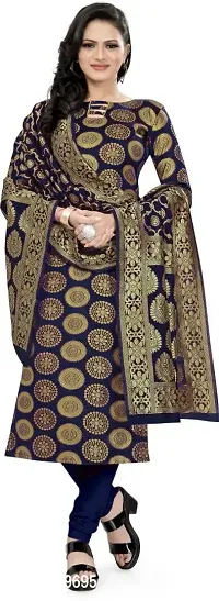 Trendy Jacquar Un-Stitched Salwar Suit With Banarasi Dupatta-thumb0