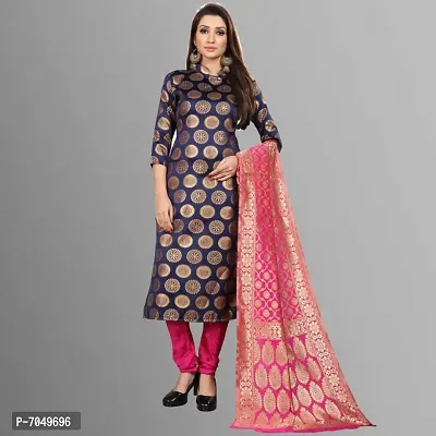 Trendy Jacquar UN-Stitched Salwar Suit With Banarasi Dupatta-thumb0