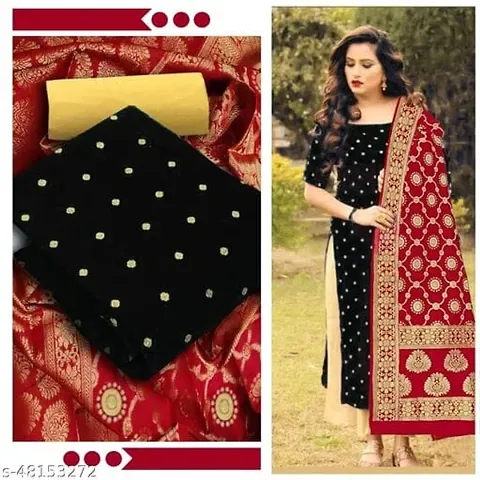 Elegant Banarasi Silk Jacquard Dress Material with Dupatta For Women