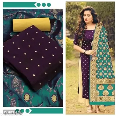 Trendy Jacquar Un-Stitched Salwar Suit With Banarasi Dupatta-thumb0