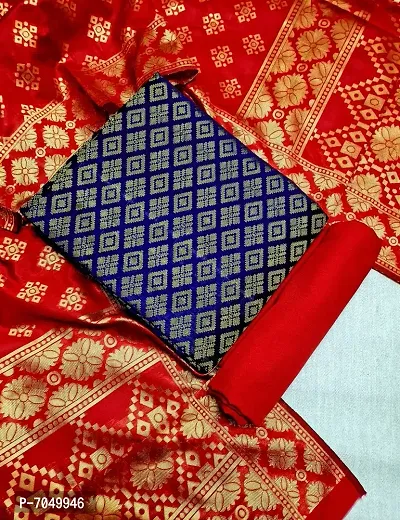Trendy Jacquar UN-Stitched Salwar Suit With Banarasi Dupatta-thumb0