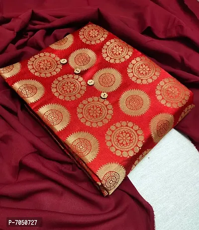 Trendy Banarasi Silk Woven Design Kurta And Churidar Materials