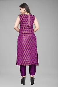 A-Line Purple Woven Design Jacquard kurta Set-thumb2