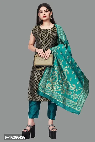 Stylish Fancy Jacquard Unstitched Dress Material Top With Bottom And Dupatta Set For Women-thumb0