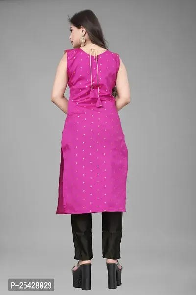 A-Line Pink Woven Design Jacquard Kurti-thumb2