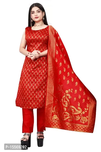 Stylish Fancy Banarasi Silk Kurta With Bottom Wear And Dupatta Set For Women