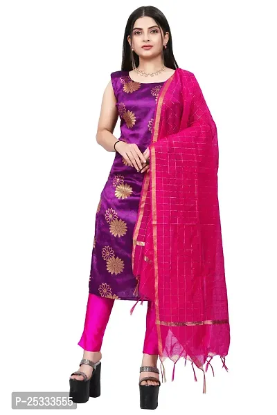 A-Line Purple Woven Design Jacquard kurta Set-thumb0