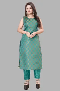 Stylish Teal Jacquard Kurta, Bottom And Dupatta Set For Women-thumb1