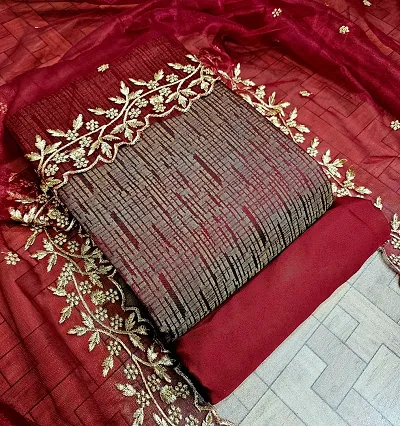 Elegant Banarasi Silk Jacquard Weave Dress Material with Dupatta For Women