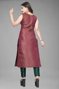 A-Line Maroon Woven Design Jacquard Kurti-thumb1