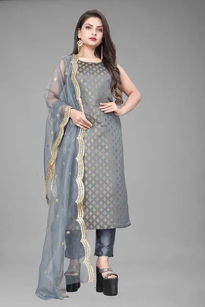 Fancy Jacquard Kurta Set For Women