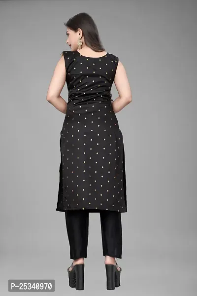 A-Line Black Woven Design Jacquard kurta Set-thumb2