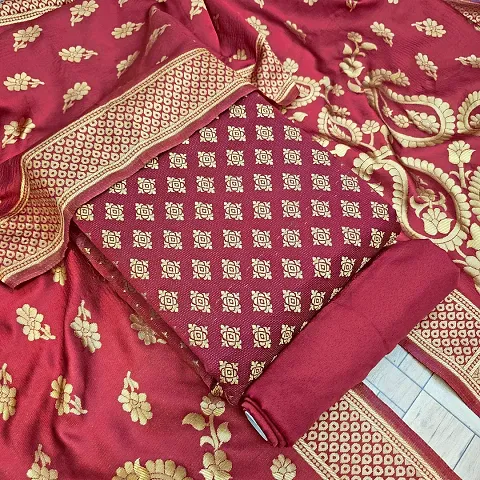 Elegant Banarasi Silk Jacquard Weave Dress Material with Dupatta For Women