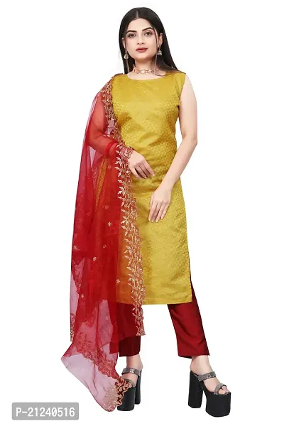 Stylish A-Line Yellow Jacquard Jacquard kurta Set