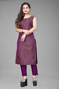 A-Line Purple Woven Design Jacquard kurta Set-thumb1