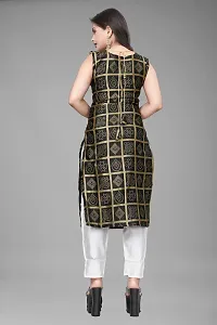 A-Line Black Woven Design Jacquard Kurti-thumb1