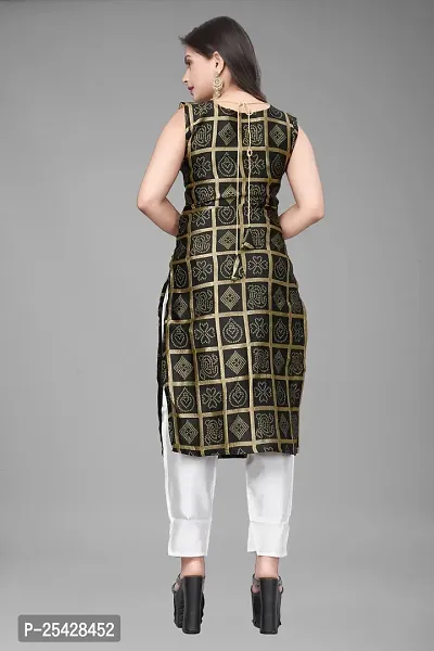 A-Line Black Woven Design Jacquard Kurti-thumb2