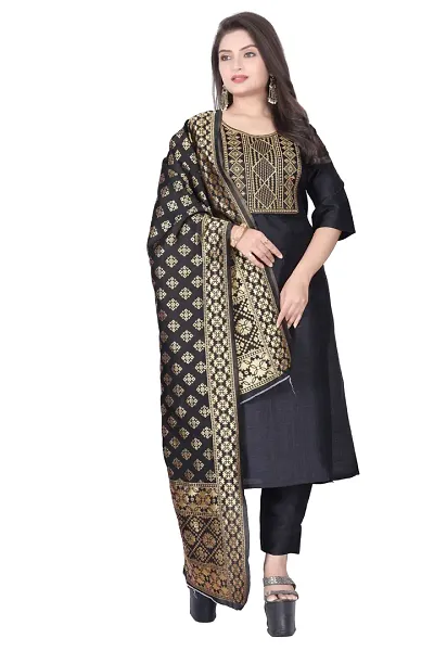 Stylish Jacquard Woven Kurta Bottom Dupatta Set