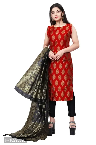 Stylish Fancy Jacquard Unstitched Dress Material Top With Bottom And Dupatta Set For Women-thumb0