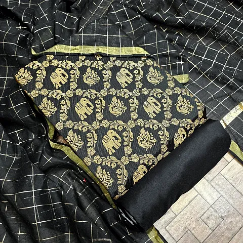 Elegant Banarasi Silk Jacquard Weave Dress Material with Dupatta For Women