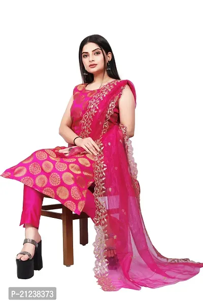Stylish A-Line Pink Jacquard Jacquard kurta Set