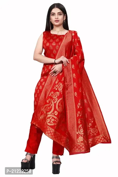 Stylish A-Line Red Jacquard Jacquard kurta Set-thumb0