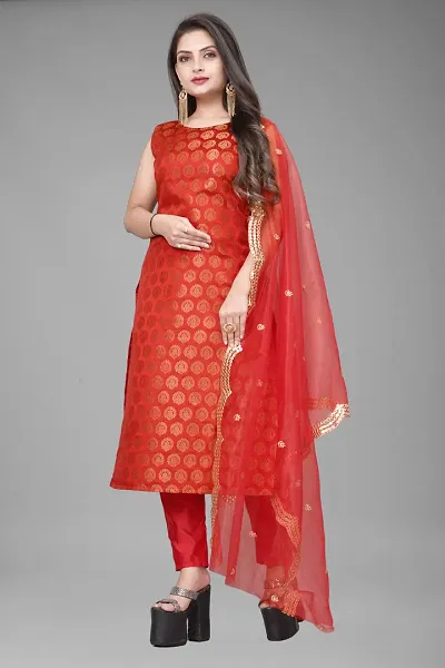 Fancy Jacquard Kurta Set For Women