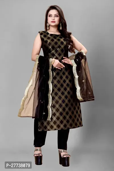 Elegant Banarasi Silk Jacquard Weave Dress Material with Dupatta For Women-thumb0