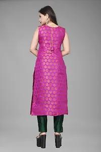 A-Line Pink Woven Design Jacquard Kurti-thumb1