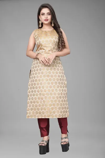 A-Line Woven Design Jacquard kurta Set