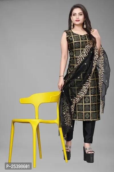 Elegant Yellow Jacquard Jacquard Weave Dress Material With Dupatta For Women-thumb0