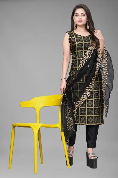 Elegant Jacquard Jacquard Weave Dress Material With Dupatta For Women