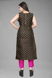 A-Line Black Woven Design Jacquard Kurti-thumb1