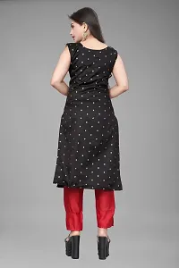 A-Line Black Woven Design Jacquard Kurti-thumb1