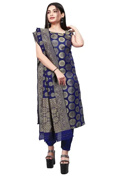 Stylish Fancy Jacquard Unstitched Dress Material Top With Bottom And Dupatta Set For Women